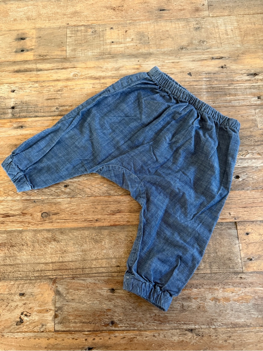 Billie Blooms Relaxed Blue Chambray Pull-On Pants